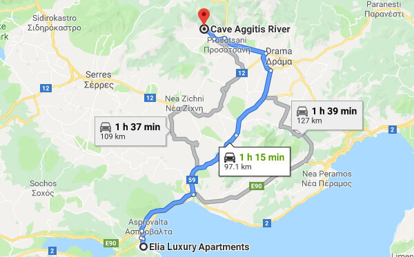 Directions on how to go from Elia Luxury Apartments to Aggitis Cave