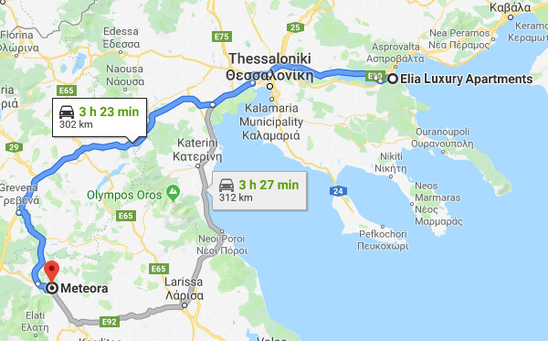 Directions on how to go from Elia Luxury Apartments to Meteora